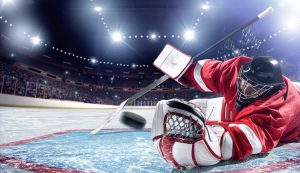 Ice Hockey golie in action